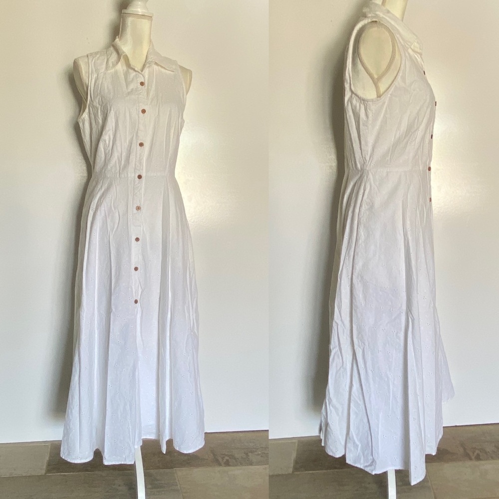 Vintage Western Hippie Button Down Sleeveless White Sewn Bohemian Pockets Retro - Picture 13 of 14